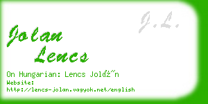 jolan lencs business card